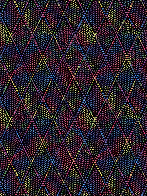 108" Wide Cotton - Diamond Dots - Multi on Black