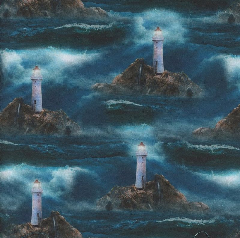 Cotton Print - Stormy Lighthouse