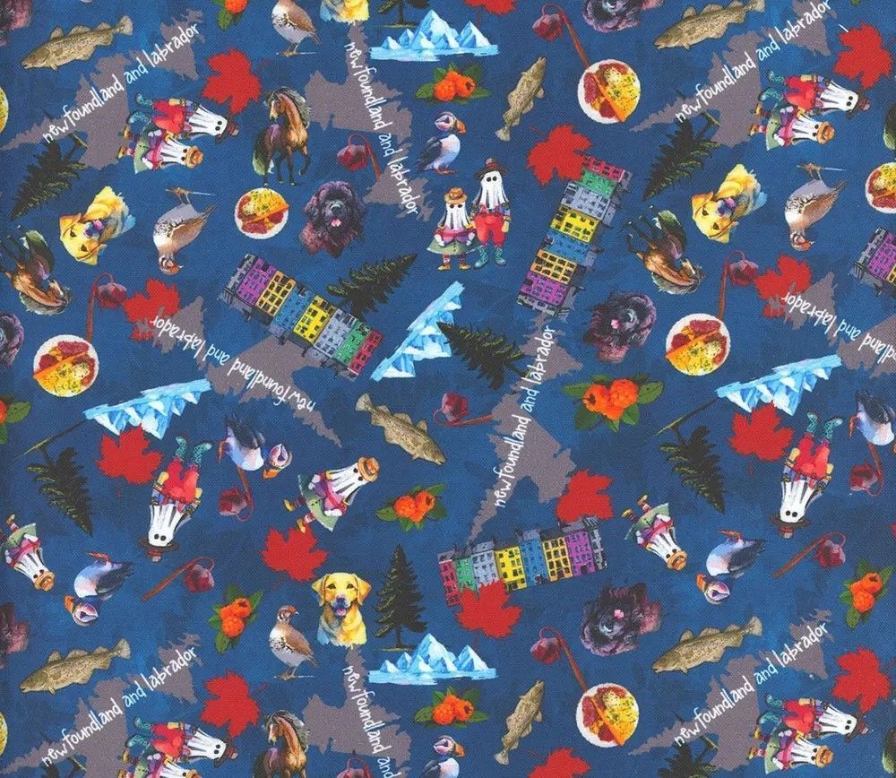 Newfoundland Themed Fabric - All Over