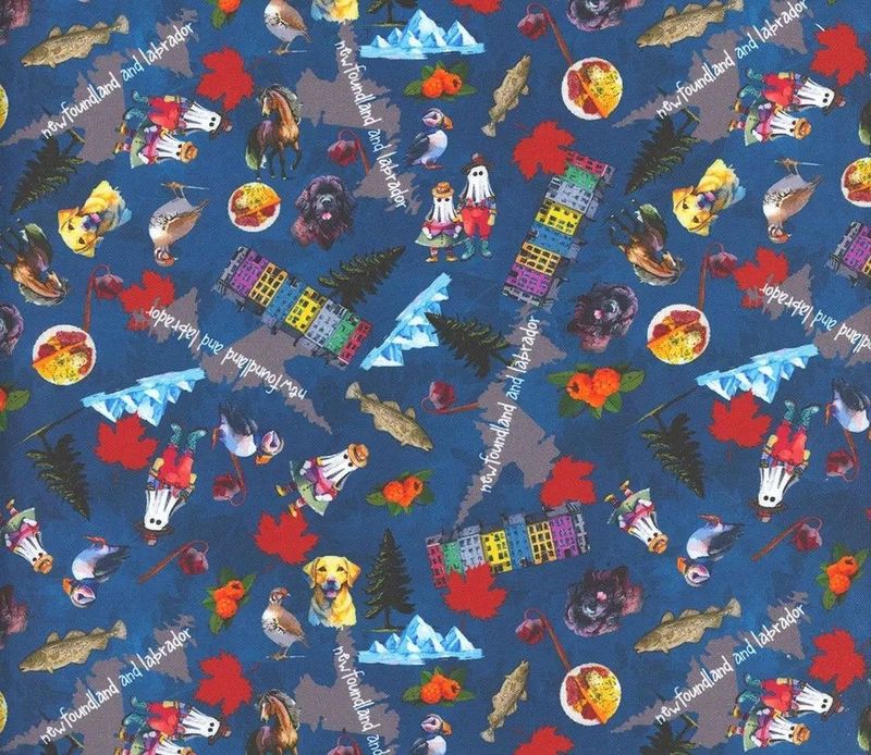 Newfoundland Themed Fabric - All Over