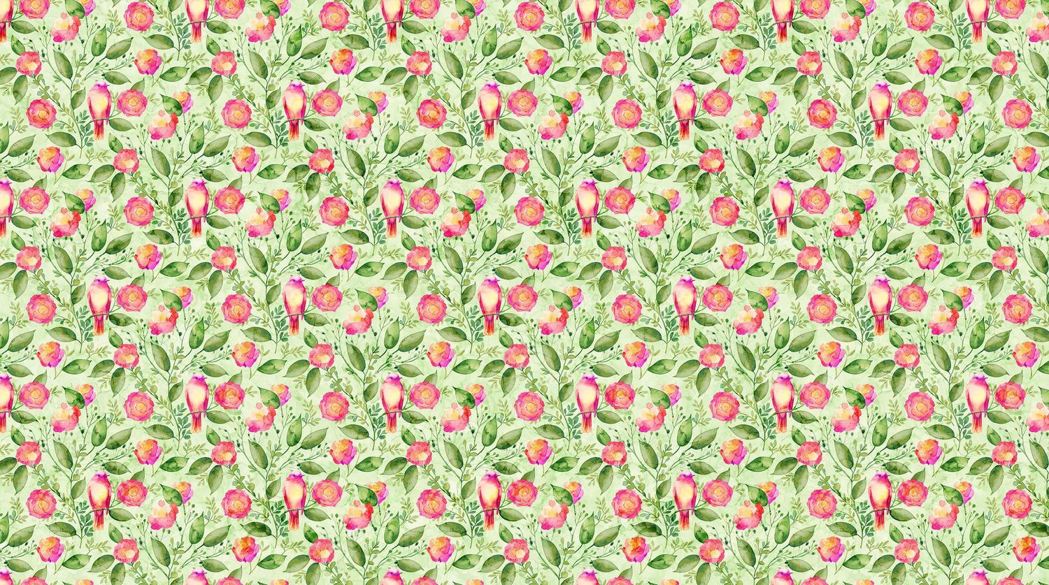 Veranda - Floral &amp; Bird - Pale Green