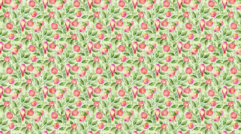 Veranda - Floral &amp; Bird - Pale Green