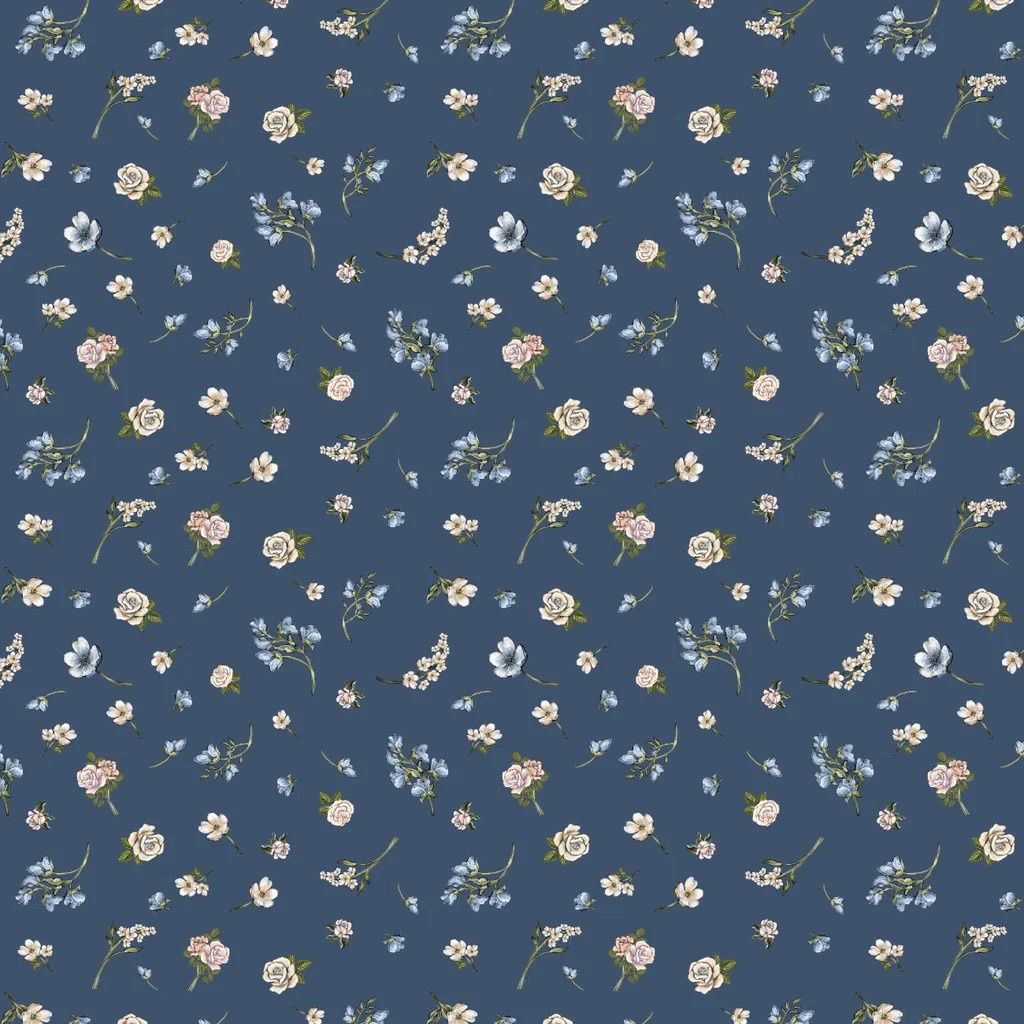 Tea and Poetry - Scattered Roses - Navy