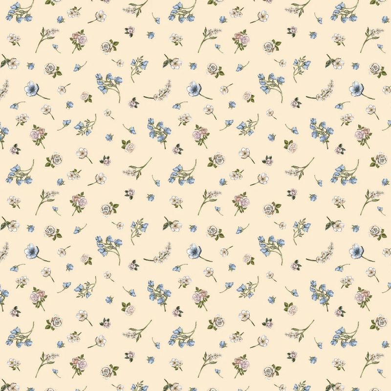 Tea and Poetry - Scattered Florals - Cream