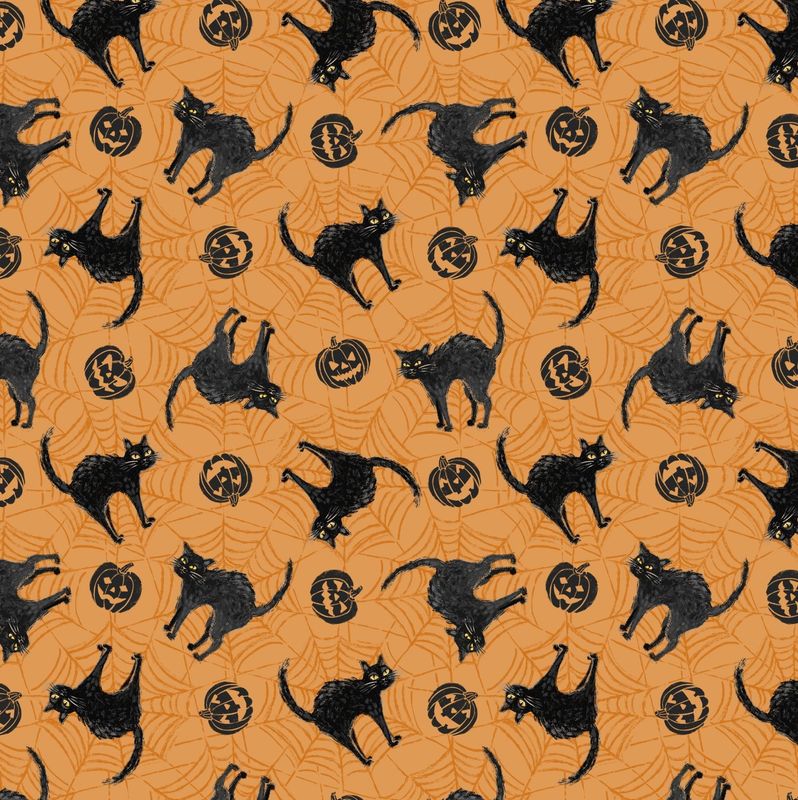 Meow-Gical Night - Black Cats on Orange
