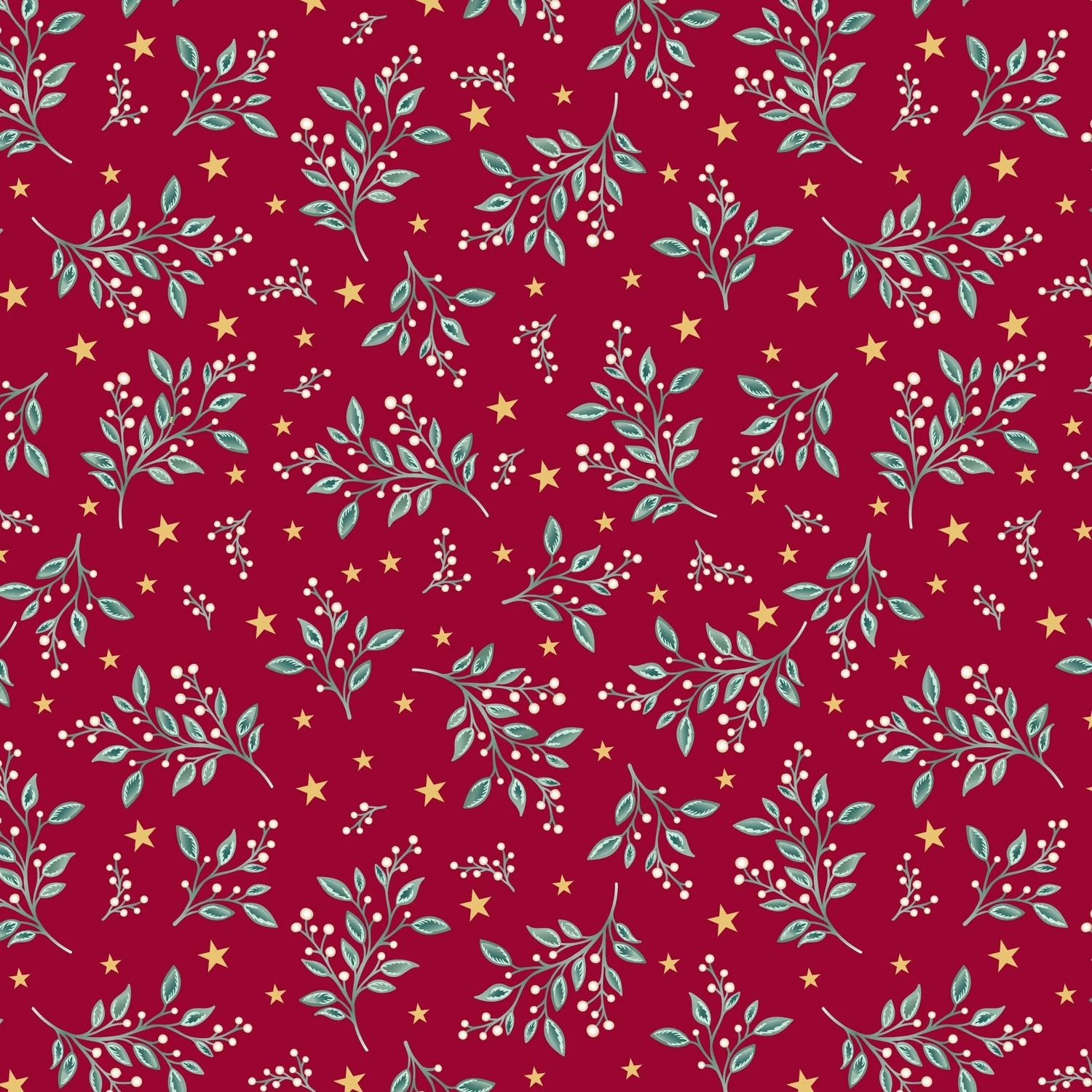 Jewelled Christmas - Berry &amp; Mistletoe on Red