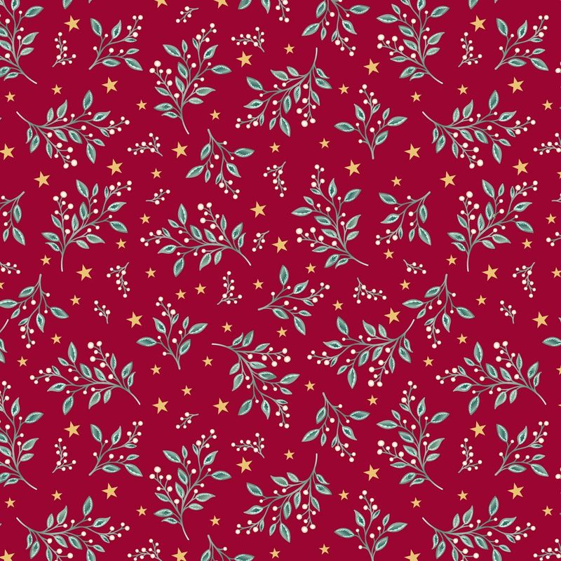 Jewelled Christmas - Berry &amp; Mistletoe on Red