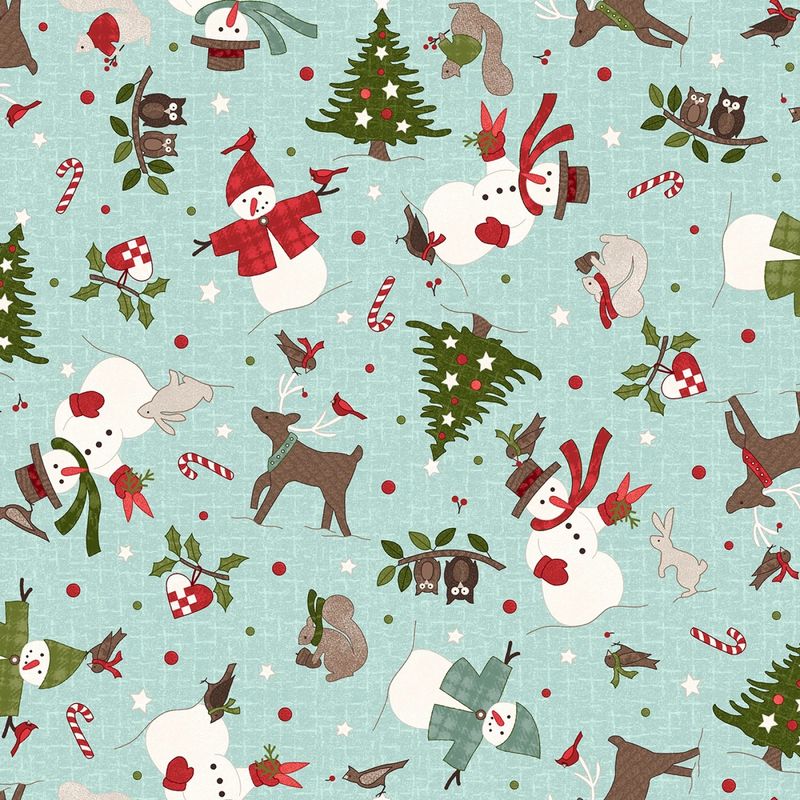 Snowtop Mountain Flannel - Christmas Toss - Aqua