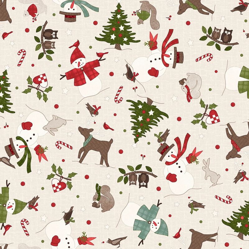 Snowtop Mountain Flannel - Christmas Toss - Cream