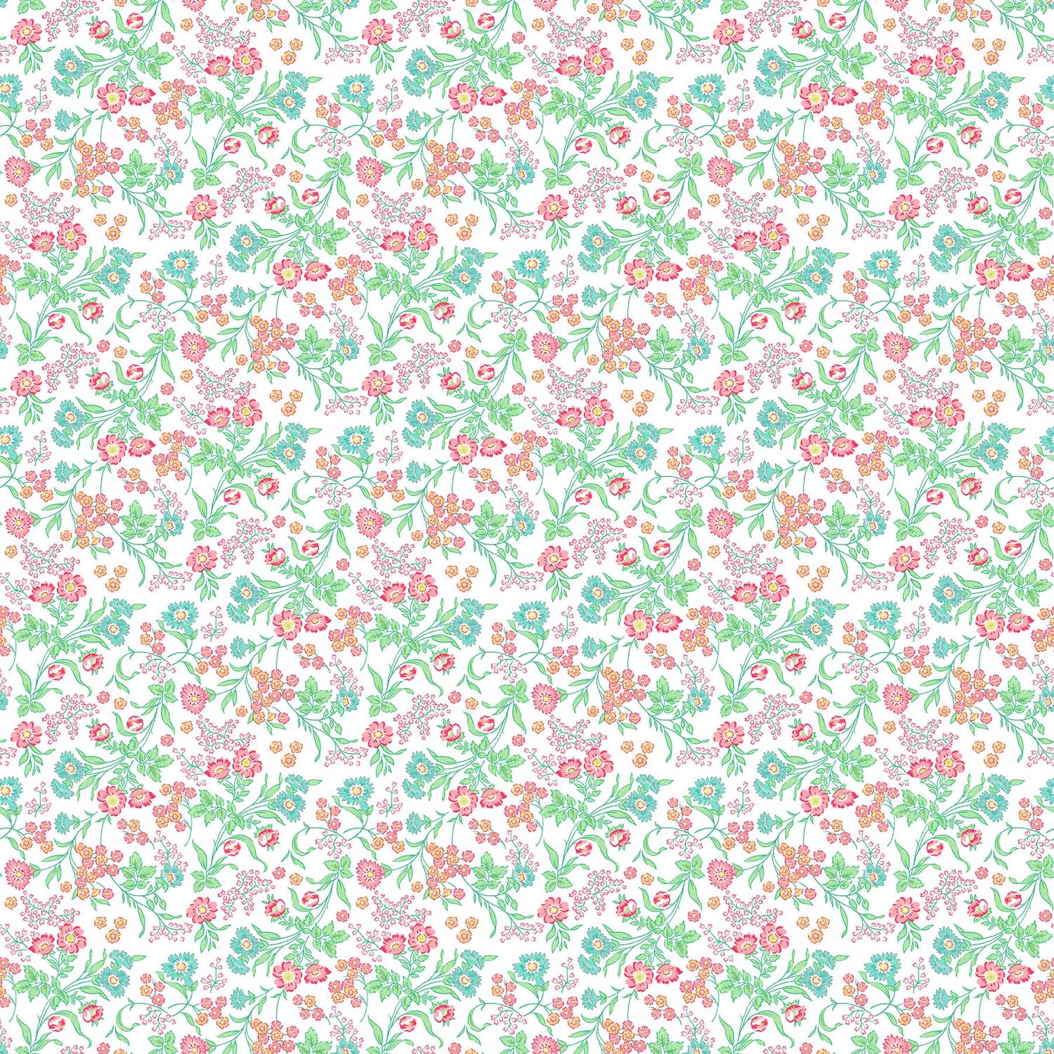 Quilting In Bloom  - Floral Trail - White Multi