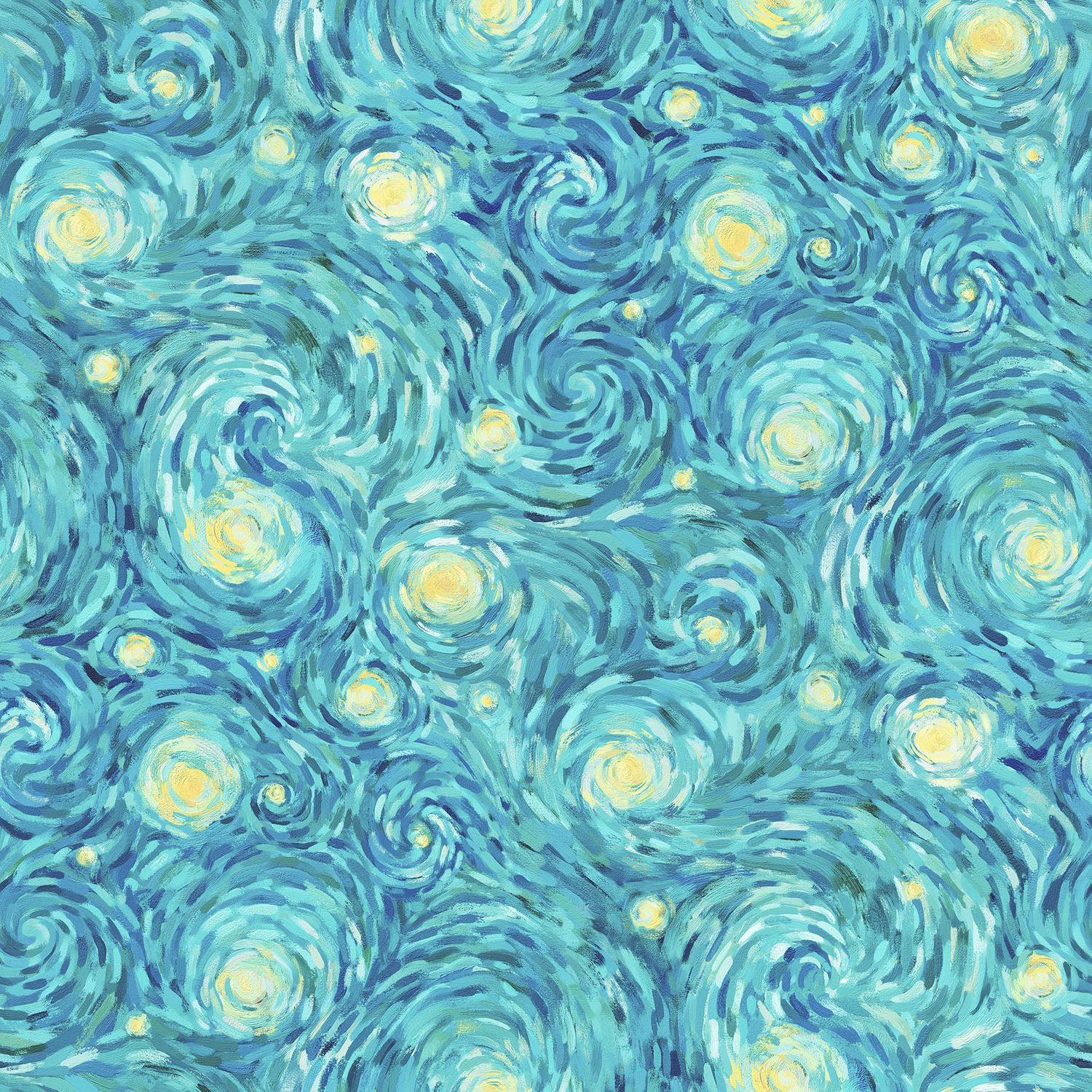 Starry Night - Night Sky - Teal