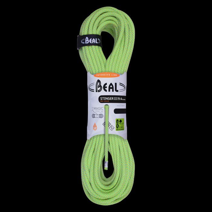 Beal Stinger III 9.4mm Unicore Dry Cover Rope, Color: Green, Size: 70M