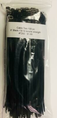 Nylon Zip Ties 50 lb Tensile Strength Black  100 ct.
