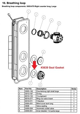 Poseidon CCR Counter Lung Valve Seal Gasket #3639