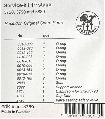 Poseidon Jetstream &amp; Cyklon 1st Stage Regulator Service Kit 3769