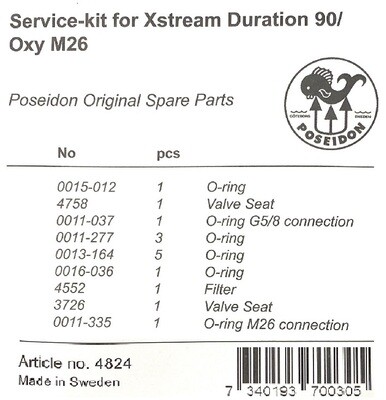 Poseidon Xstream Duration/Oxygene 1st Stage Regulator Service Kit 4824