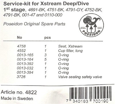 Poseidon Xstream Deep/Dive 90 1st Stage Regulator Service Kit 4822