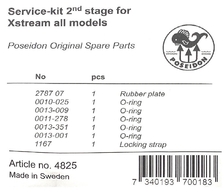 Poseidon Xstream 2nd Stage Regulator Service Kit 4825