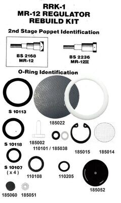 Mares MR12 I &amp; II  1st / 2nd  Stage Service Kit w/ hp poppet