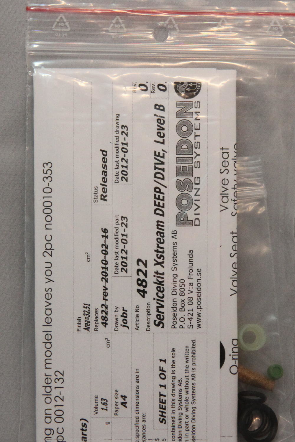 Service Kit Poseidon Xstream Deep/Dive 90 1st Stage Regulator Service