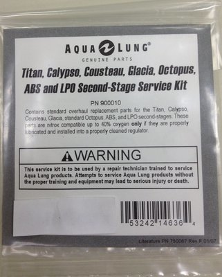 Aqau Lung Titan, Calypso, Cousteau, Glacia, Octo, ABS 2nd Stage Kit #900010