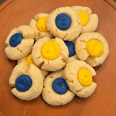Blue &amp; Gold Thumbprints ( 1 doz)