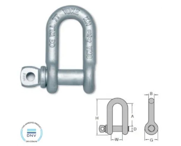 D Shackle with Bolt Pin