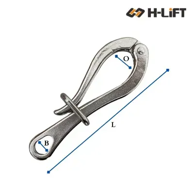Stainless Steel Pelican Hook With Link, SS316