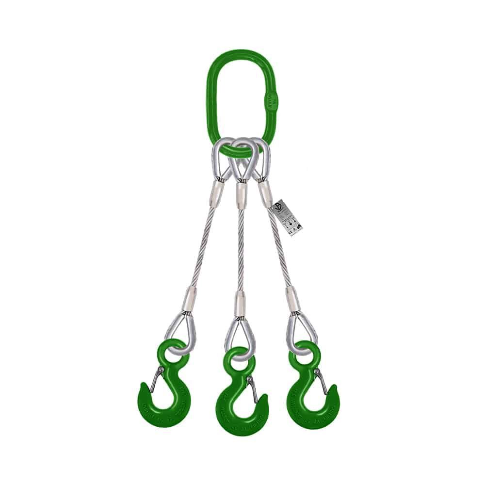 3 Leg Wire Rope Sling With Eye Sling Hook With Safety Latch