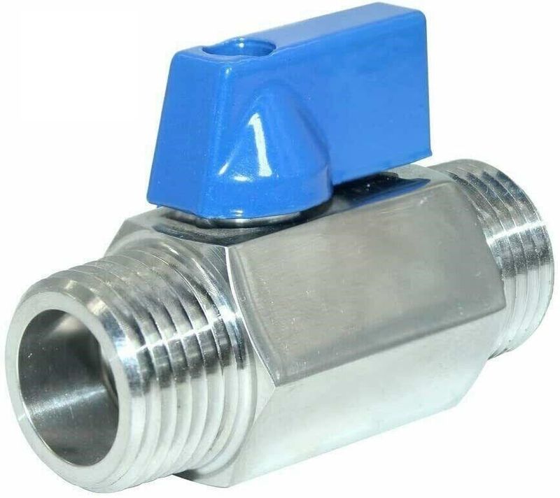 3/8" Mini Ball 316 Stainless Steel Male x Male NPT Thread Shut-Off Valve