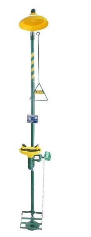 Vaultex STD-GREEN Safety Shower & Eyewash Pull Rod & Hand/Foot Lever Operated