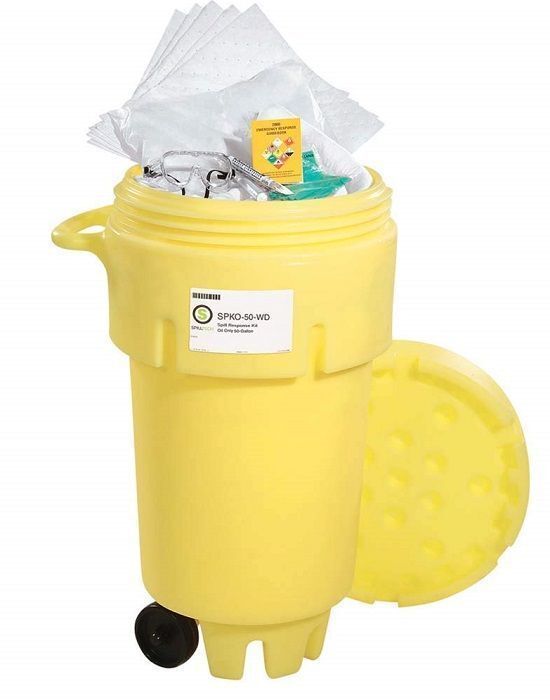 Spilltech SPKO-50-WD Oil Only 50 Gallon Wheeled Over Pack Salvage Drum Spill Kit