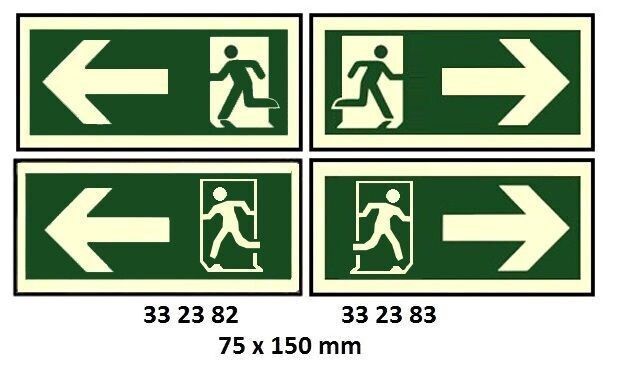332382-SIGN FOR LLL ARROW HORIZ(L)/, EXIT 50X100MM 10’S/PKT