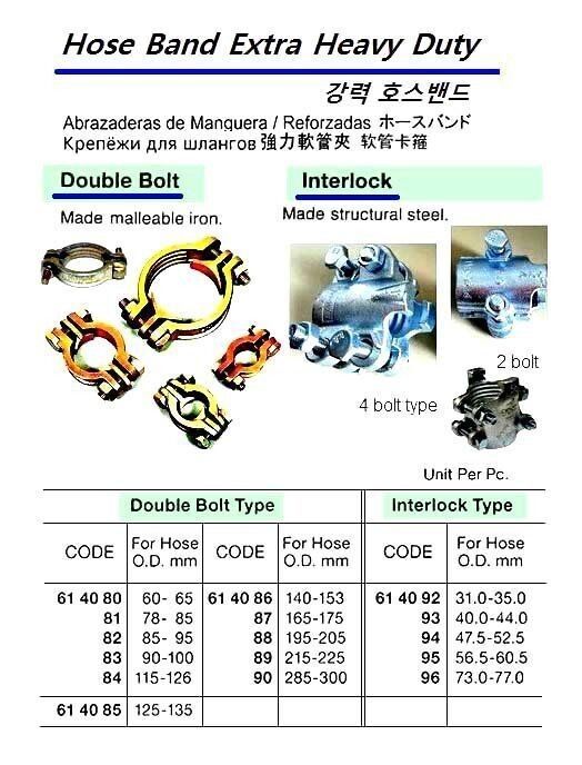 614080-HOSE BAND DOUBLE BOLT TYPE, MALLEABLE IRON 60-65MM