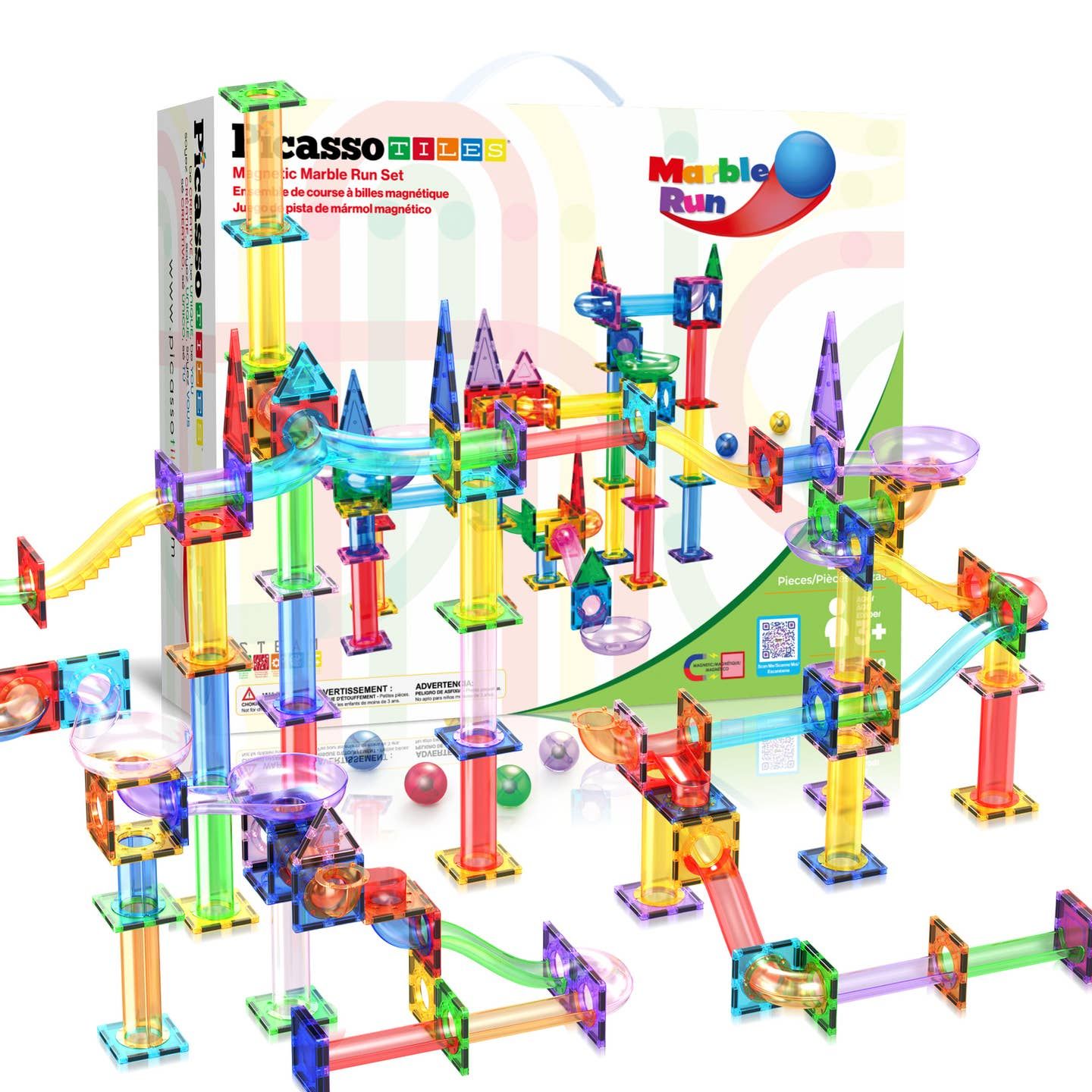 PicassoTiles Magnetic Marble Run Set 150pc