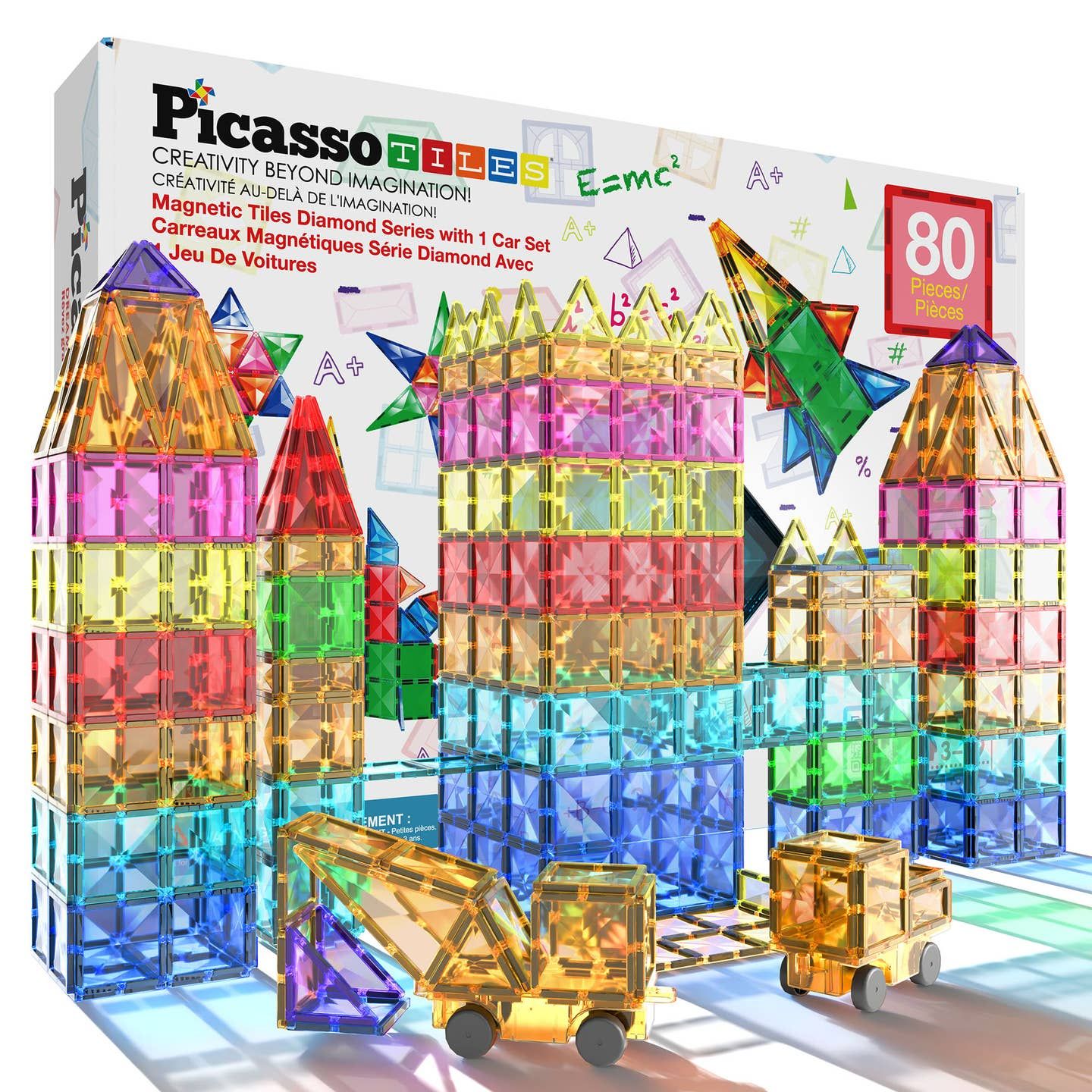 PicassoTiles 80pc Magnetic Tile Building Set