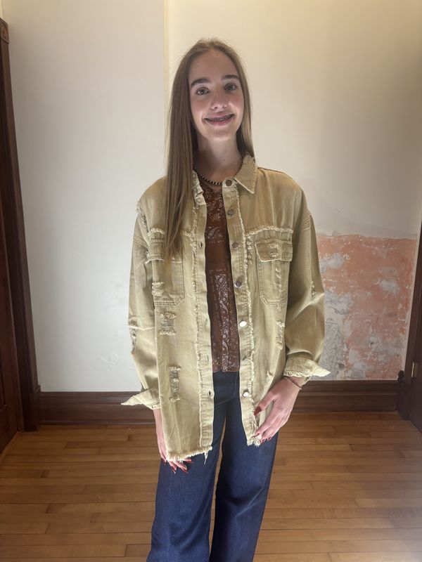 Khaki Denim Oversized Jacket