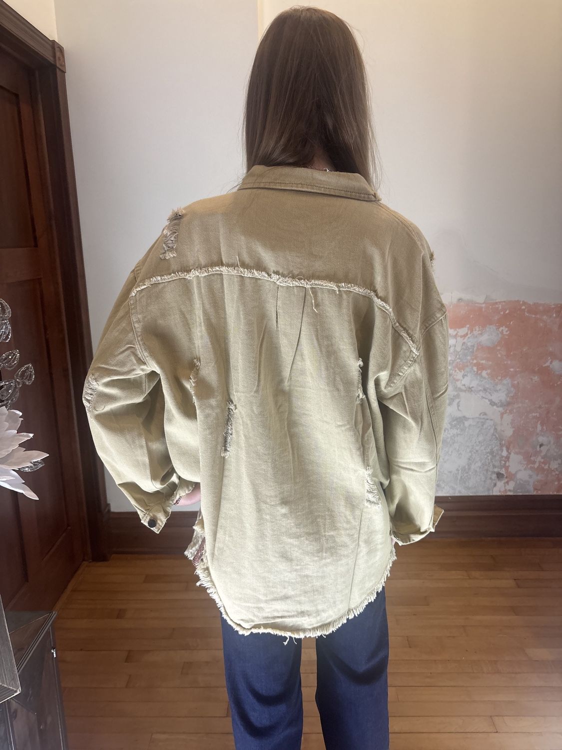 Khaki Denim Oversized Jacket
