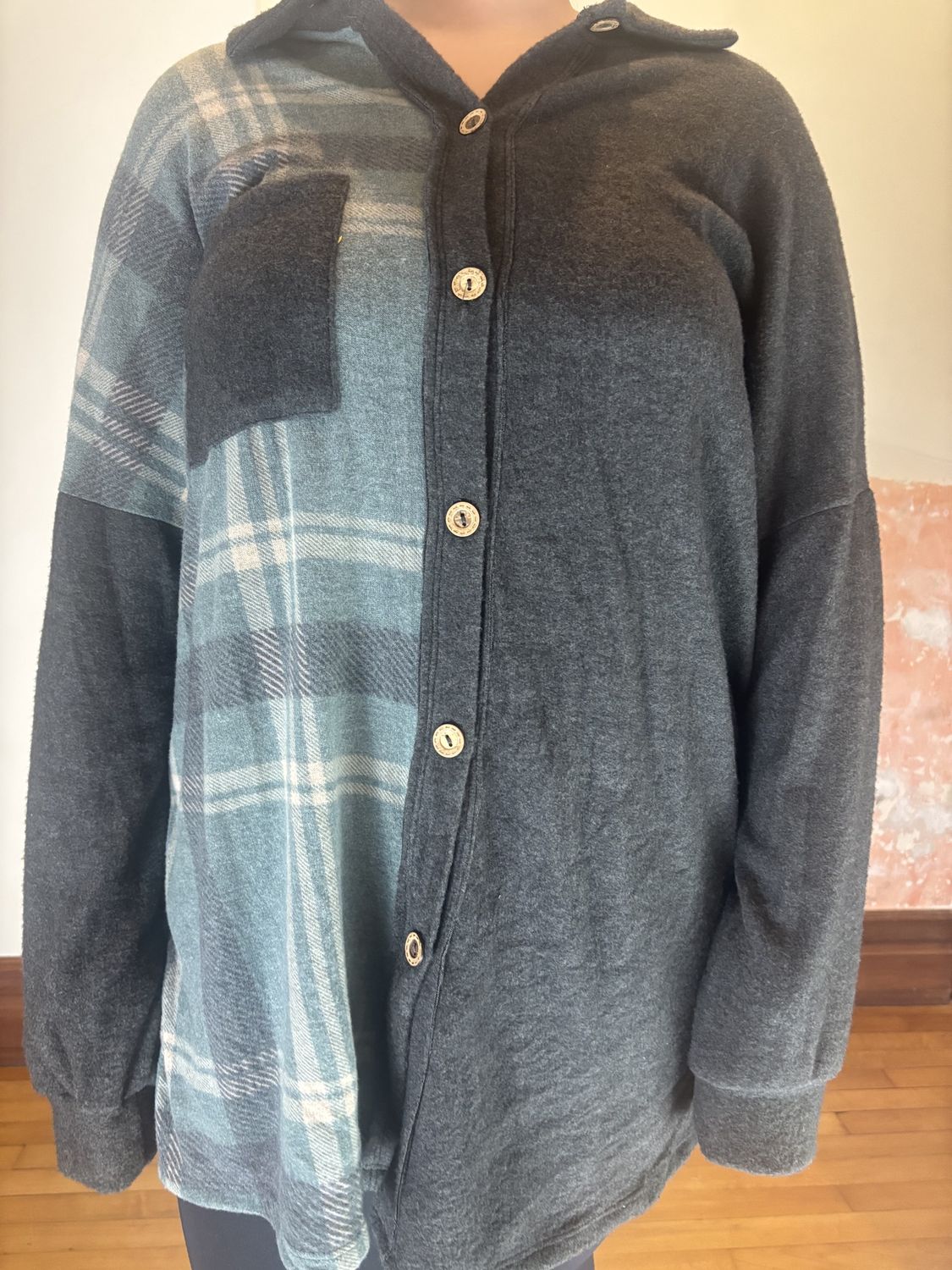 Green and Sand Shacket