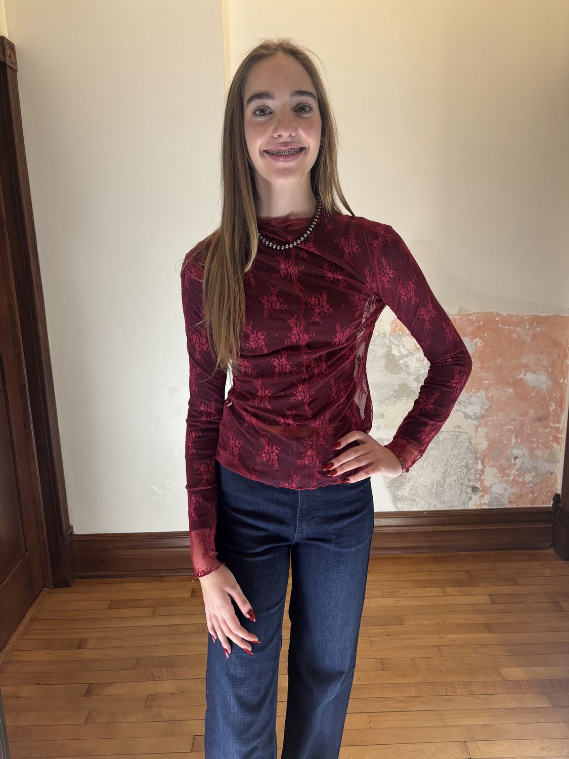 Burgundy Lace Undershirt