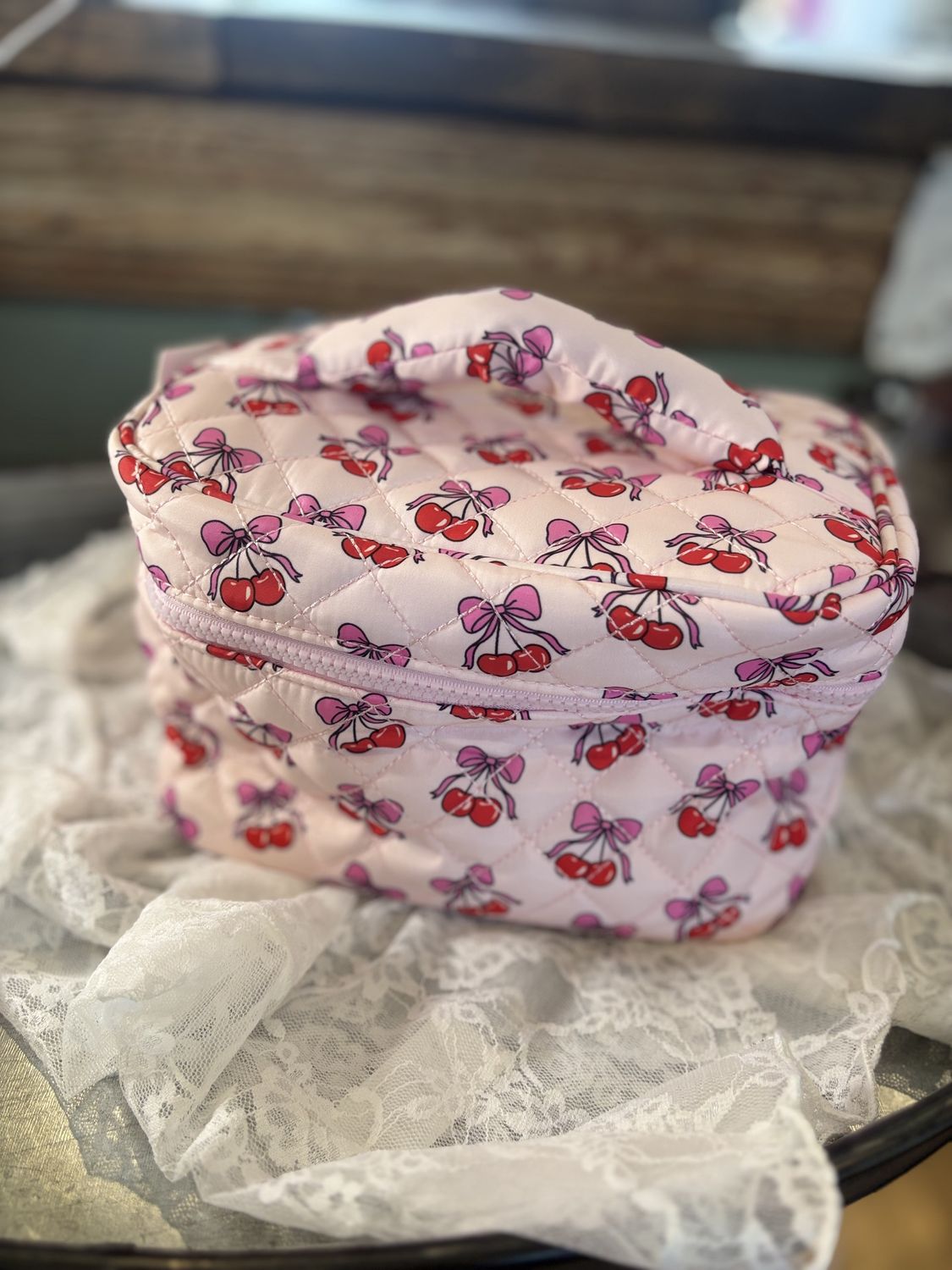 Cherry Bow Makeup Bag