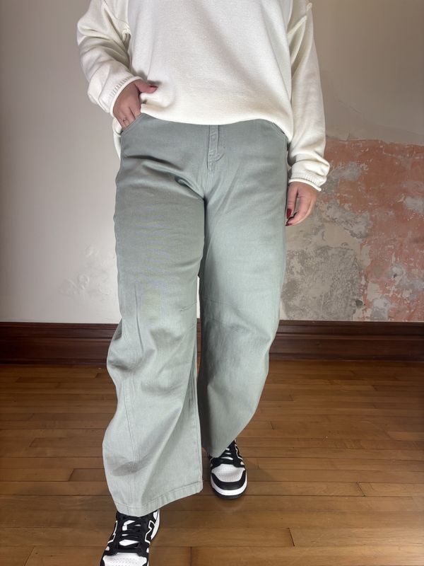 Sage Green Barrel Jeans