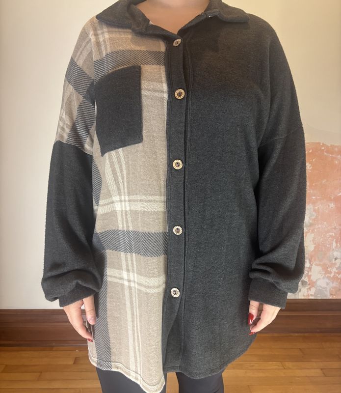 Taupe Plaid Shacket