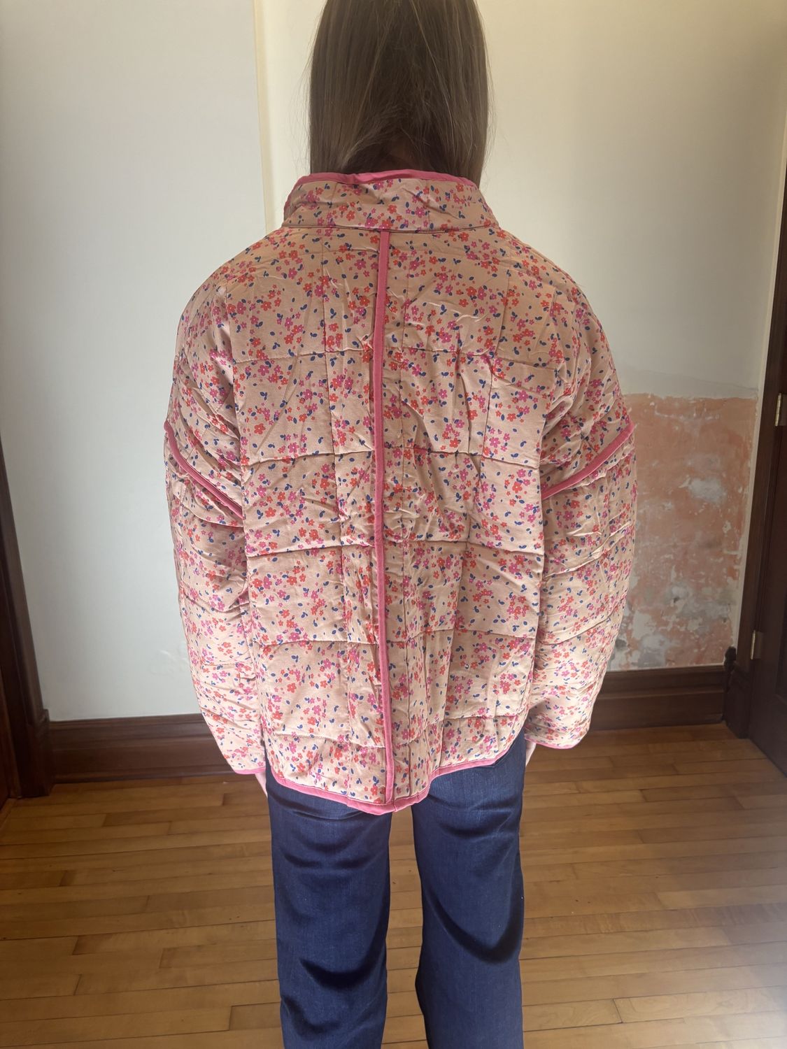 Pink Dainty Floral Quilted jacket