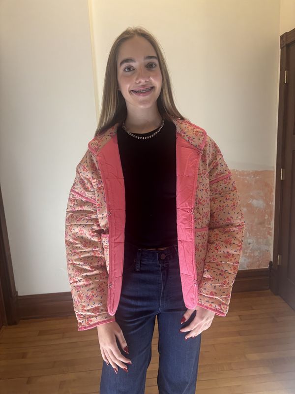 Pink Dainty Floral Quilted jacket