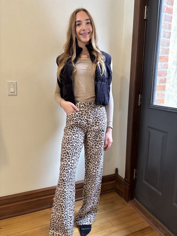 Cheetah Print Wide Leg   Jeans