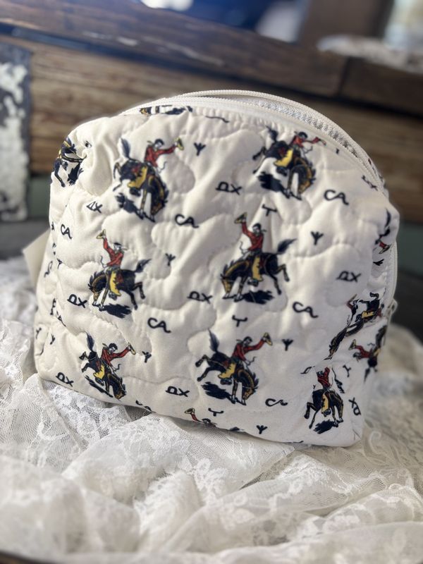 Lazy J Linen Makeup Bag Small