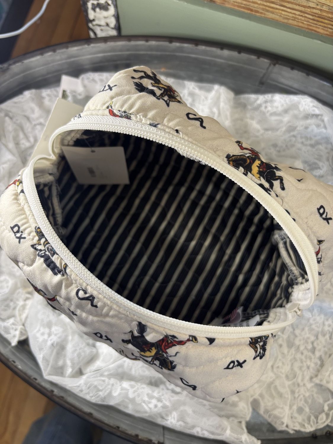 Lazy J Linen Makeup Bag Small