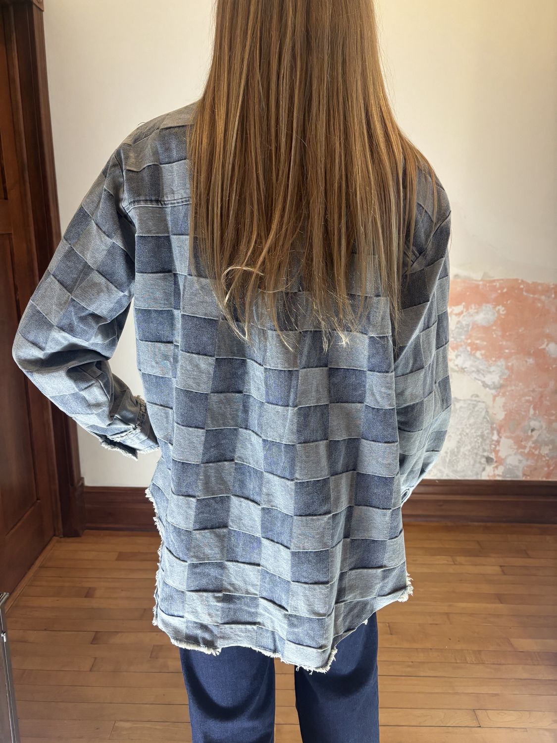 Checkered Denim Jacket