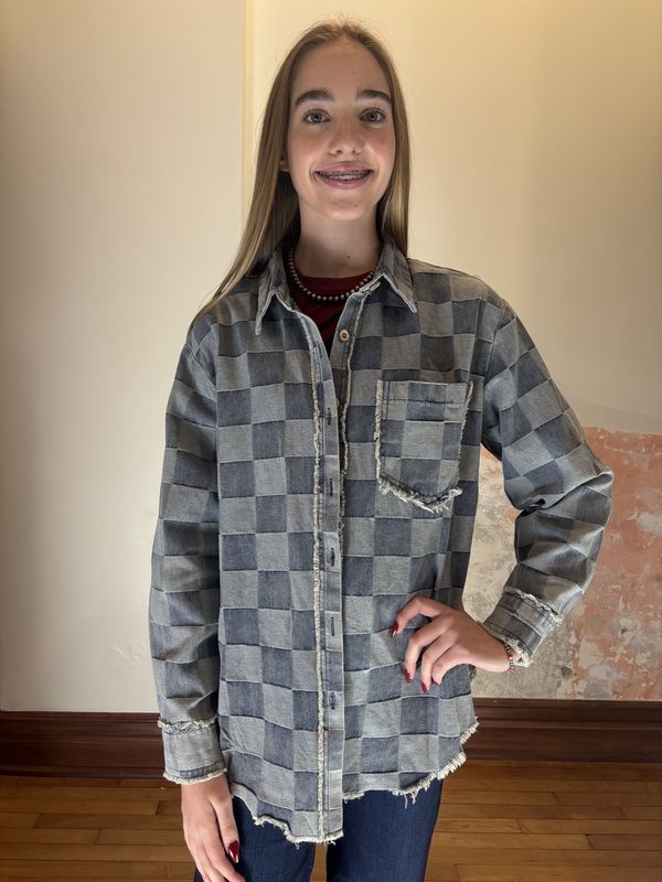 Checkered Denim Jacket